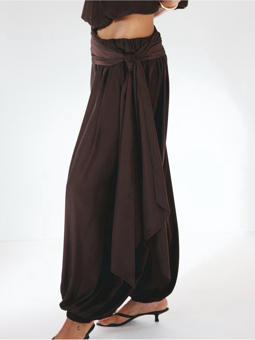H&M Dark Brown Wrap Waist Harem Pants